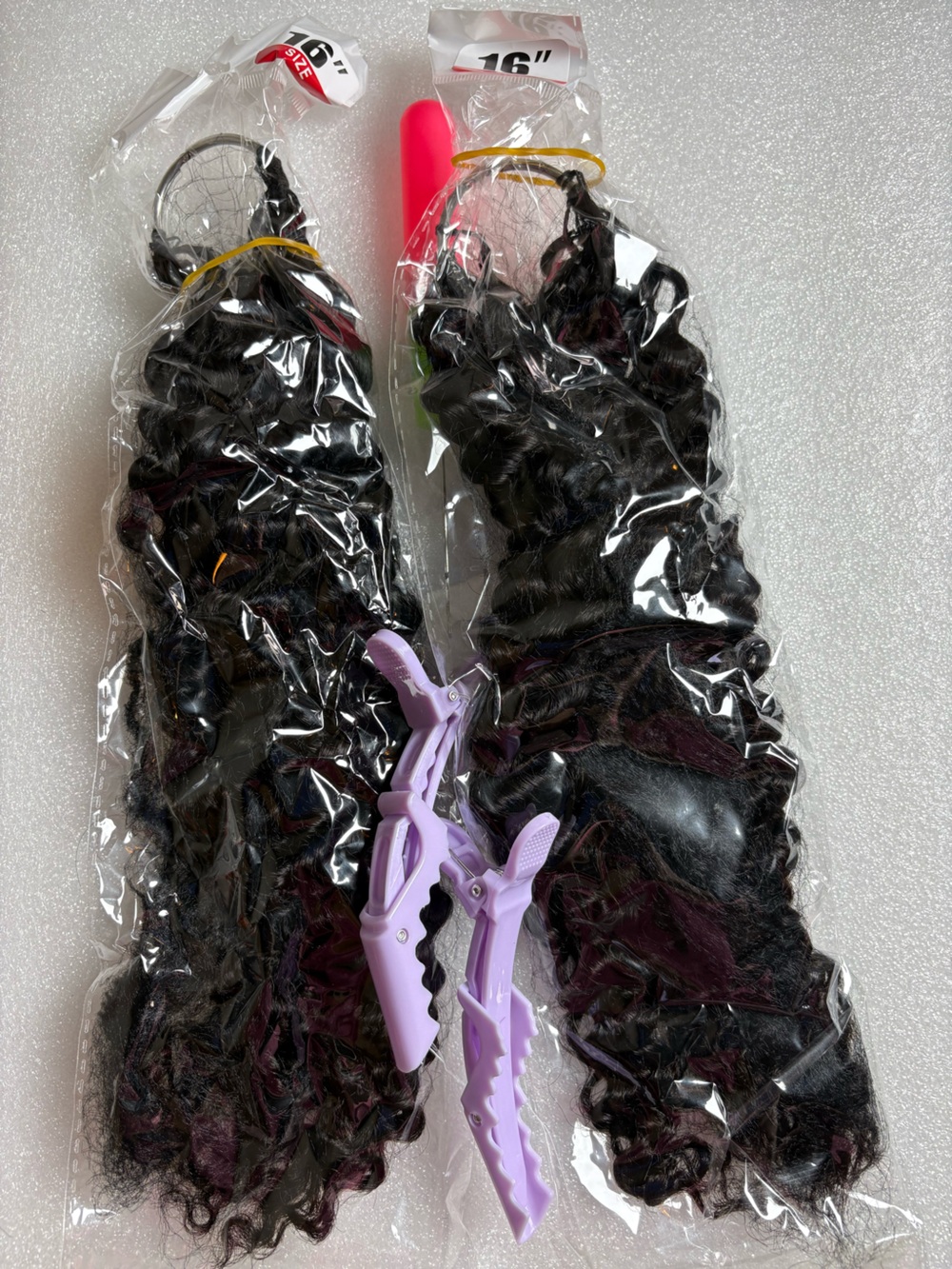 Black Curly Clip-In Hair Extensions - Unbranded